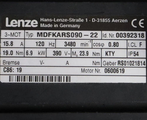 MDFKARS090-22  Lenze Servo Motor MDFKARS09022