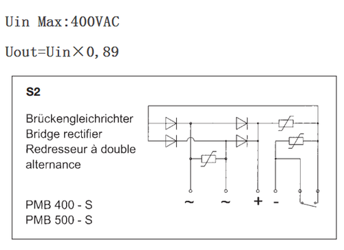 PMB 400-S Bridge Rectifier full-wave power loss brake rectifier power supply