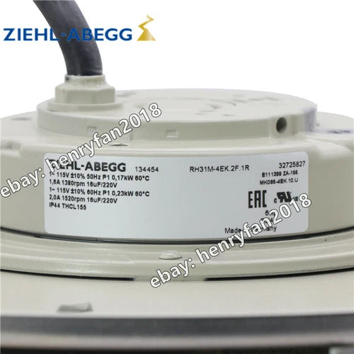 Ziehl-abegg RH31M-4EK.2F.1R Centrifugal Fan 115V ??310MM 0.17KW 1.6A Cooling Fan