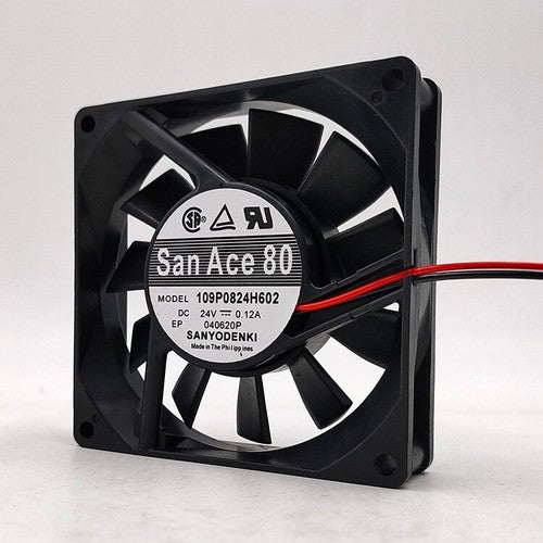 1 PCS Sanyo Fan 109P0824H602 DC24V 0.12A 8020 8cm 2 wire cooling fan