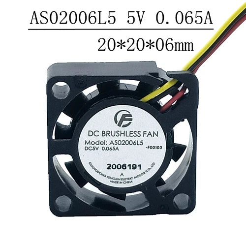 1X 3PIN micro ultra thin projector mini fan AS02006L5 DC5V 2CM 0.065A 20*20*6mm