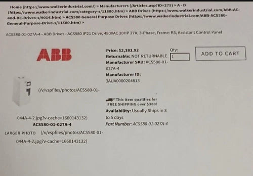 ABB ACS580-01-027A-4  UPS or