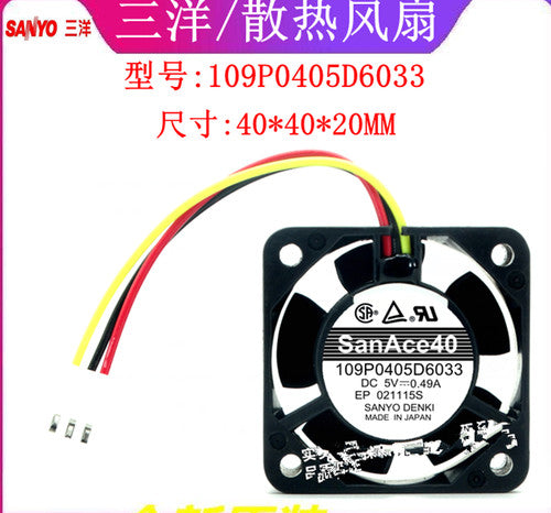 1 PCS SANYO Fan 109P0405D6033 DC 5V 0.49A 4020 4CM 3 pin Cooling fan