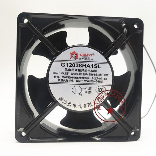 1 PCS DELIXI Fan G12038HA1SL AC 110V 12038 12CM 2 Wire Aluminum frame fan