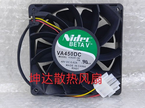 1 PCS NIDEC Fan VA450DC V35251-58 DC 48V 0.62A 12038 12CM 3 wire cooling fan