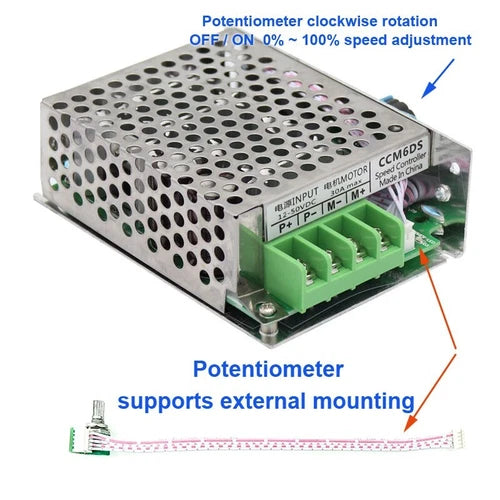 12V 24V 48V 30W~1500W Motor 30A DC Motor Speed Controller / Governor Suitable