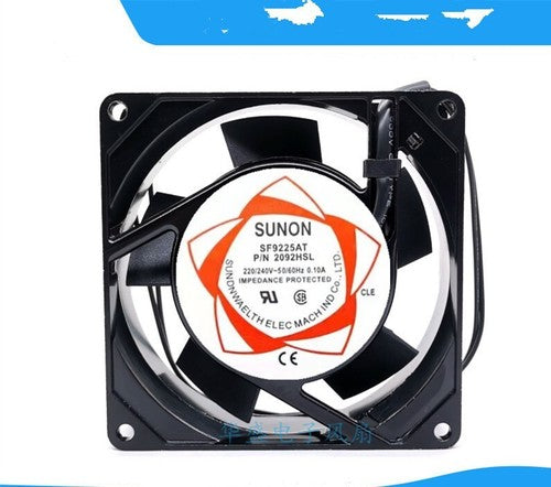 1 PCS SUNON Fan SF9225AT P/N 2092HSL AC 220V 9225 9CM 2 WIRE Aluminum frame