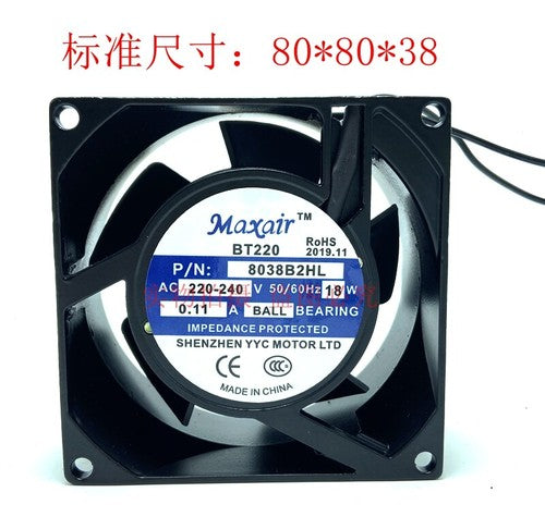 1 PCS MAXAIR BT220 Fan 8038B2HL AC 220-240V 8038 8CM 2 WIRE cooling fan