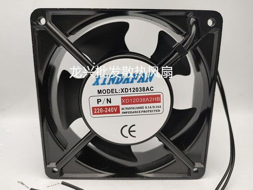 1 PCS XINDAFAN fan XD12038AC XD12038A2HB 220V 12038 12CM Aluminum frame 2 wire