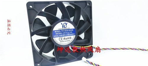 1 PCS YD Fan YD12038-6000B DC 12V 2.7A 12038 12CM cooling fan 4 Pin