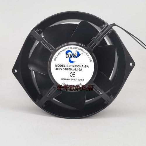 1 PCS brother unite Fan BU17055HA3BA AC380V 17055 17cm 2 WIRE All metal fan