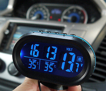 3in1 Car Digital LED Clock Voltmeter Thermometer 12V-24V Battery Voltage Monitor
