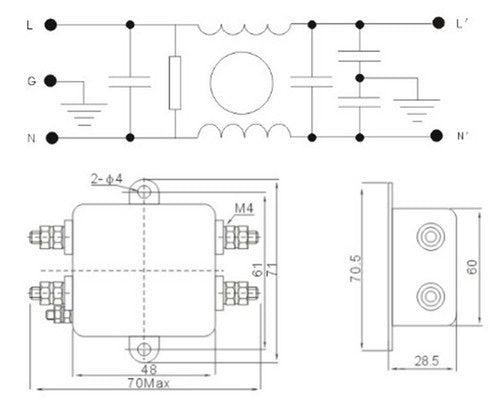 1PC  Single-phase Power Filter 20/10/6A 250V SH210-20 SH210-10 SH210-6