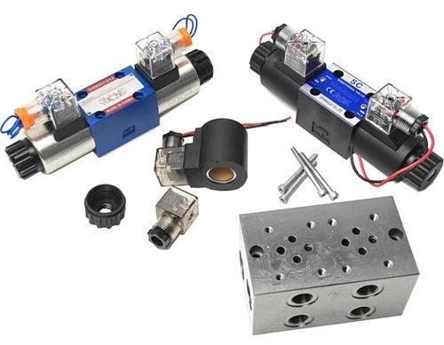 For Excavator Wood Grabber 12V/24V Hydraulic Double Head Solenoid Diverter Valve