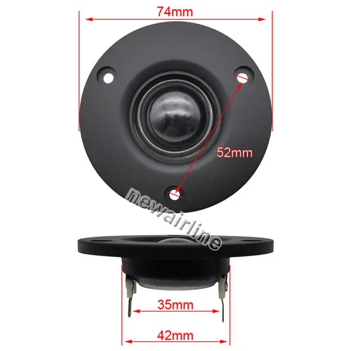 2pcs  Silk Film Tweeter Treble Speaker Audio Loudspeaker 74mm 3" inch 4/6Ohm 20W