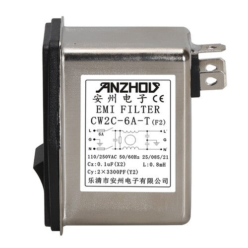 1pc  EMI FILTER IEC Power Socket Filter CW2C-6A-T (F2) 110/250VAC 6A