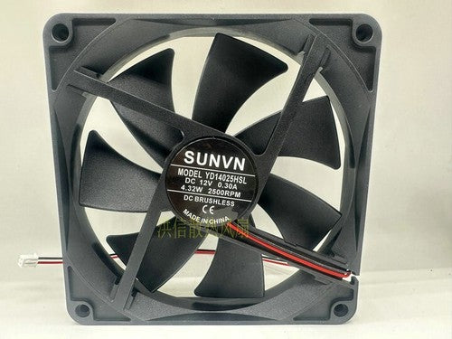 1 pcs SUNVN Fan YD14025HSL DC12V 0.30A 4.32W 14025 140*25MM 2 wire cooling fan