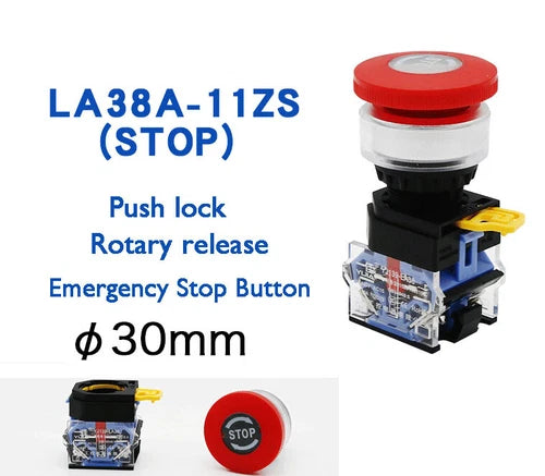 1X LA38A-11ZS/STOP/30 mushroom head circular switch 30mm emergency stop button