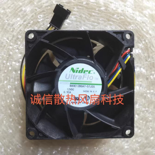 1 pcs NIDEC Fan B80E12BGA7-57J35 DC12V 0.9A 8038 8CM 4 WIRE Cooling fan