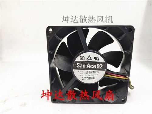 1 PCS Sanyo Fan 9G0924A2D01 DC24V 0.3A 9232 9cm 3 wire cooling fan