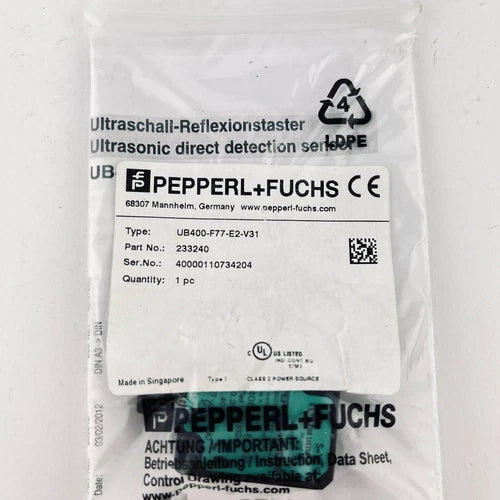 . Pepperl+Fuchs UB400-F77-E2-V31 Sensor UB400-F77-E2-V31 ping