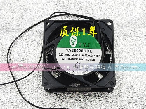 1 PCS T.Y.J Fan YA28025HBL AC 220V 8025 8cm 2 wire aluminum frame cooling fan
