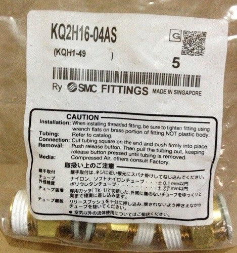 5 pcs/bag SMC KQ2H16-04AS One-touch fittings Straight fittings