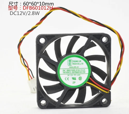 1PC  3-wire cooling fan  DFB601012H 12V 2.8W 6CM