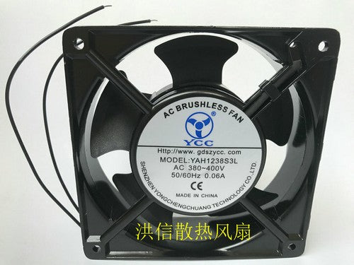 1 PCS YCC AC Fan YAH1238S3L AC380~400V 0.06A 12038 2 Wire Cooling Fan