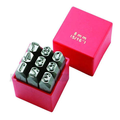 9pcs Steel Number Stamps Punch Dies Set (0-8)  1.5/2/2.5/3/4/5/6/8/10/12/19mm