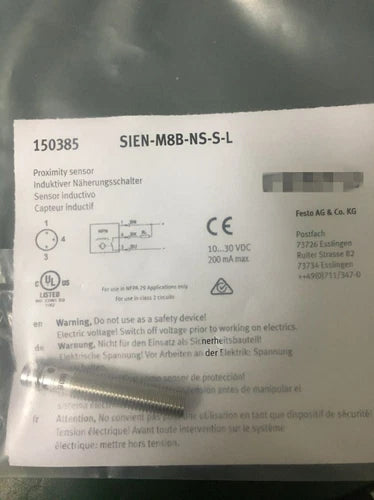 One Festo SIEN-M8B-NS-S-L 150385 Proximity Sensor Free Shipping