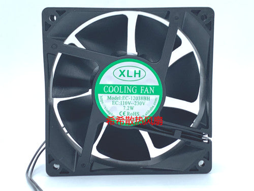1 PCS XLH Fan model EC-12038BH EC 110-230V 12038 12CM 2 Wire cooling fan