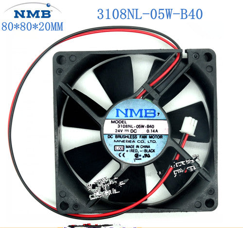 1 PCS NMB Fan 3108NL-05W-B40 DC24V 0.14A 8020 8CM 2 Pin cooling fan
