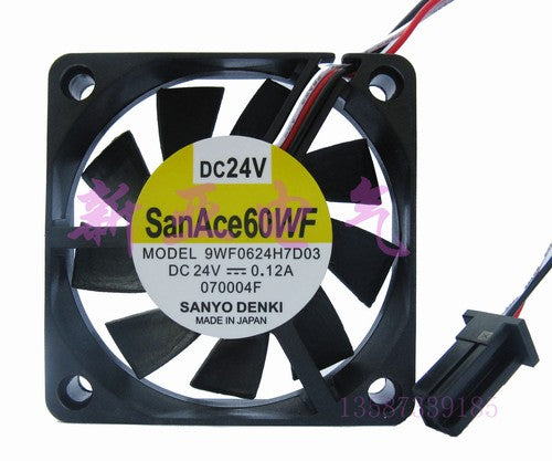 1 PCS SANYO Fan 9WF0624H7D03 DC 24V 0.12A 6015 6CM 3 PIN cooling fan