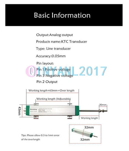 1PC KTC-125mm Injection Linear Displacement Sensor Transducer Electronic Scale