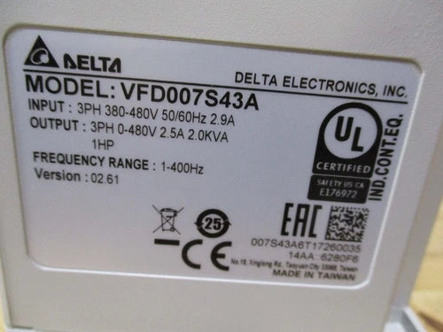 1pcs  VFD007S43A Delta inverter 380V 0.75KW Free delivery