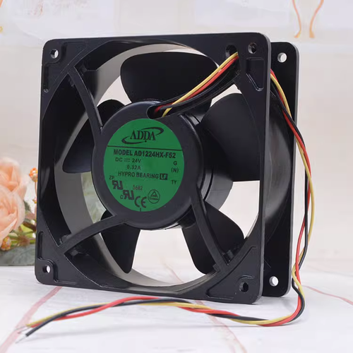 1 PCS ADDA Fan AD1224HX-F52 DC24V 0.32A 12038 12cm 3 wire Metal frame fan