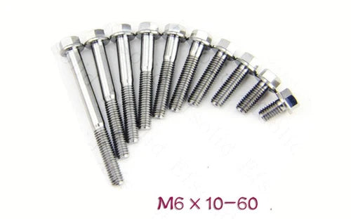 4pcs Titanium Flange Bolts Screws HEX HEAD CAP M6 x 10/15/25/30/35/40/45/50/60mm