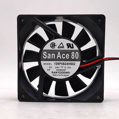 1 PCS Sanyo Fan 109P0824H602 DC24V 0.12A 8020 8cm 2 wire cooling fan