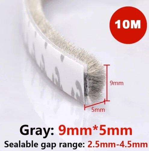 Window Brush Seal Strip Self Adhesive Weather Stripping Door Sweep 10Meters