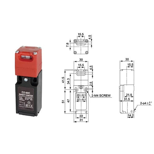 1PC  For   Safety Door Switch Limit Travel Micro Switch with Key  CZ-93C