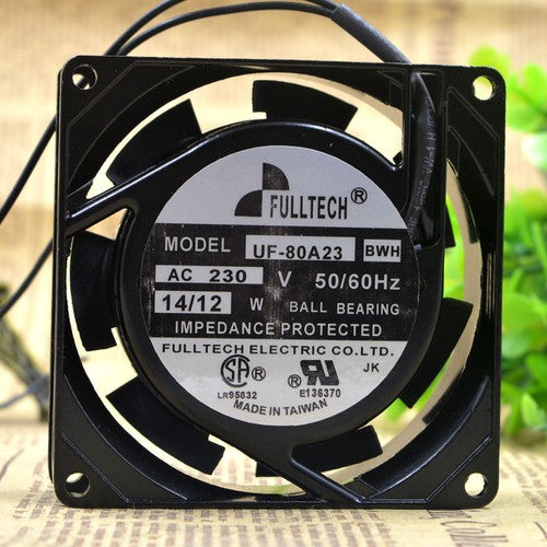 1 PCS FULLTECH Fan UF-80A23BWH AC 230V 14/12W 8CM 8038 2 WIRE Aluminum frame