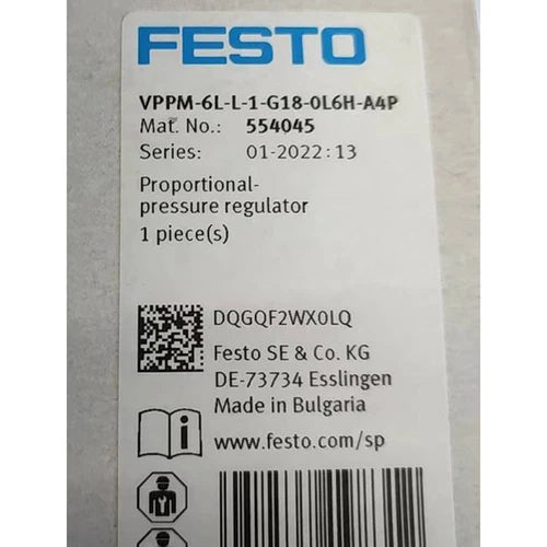 One Festo VPPM-6L-L-1-G18-0L6H-A4P 554045 Proportional Valve
