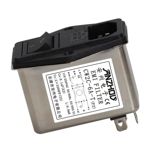 1pc  EMI FILTER IEC Power Socket Filter CW2C-6A-T (F2) 110/250VAC 6A