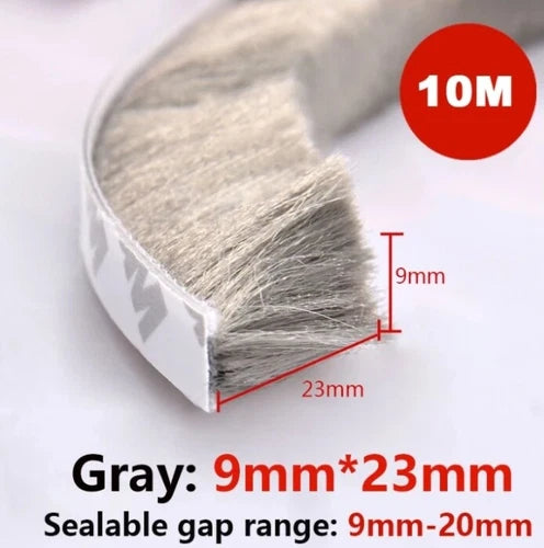 Window Brush Seal Strip Self Adhesive Weather Stripping Door Sweep 10Meters