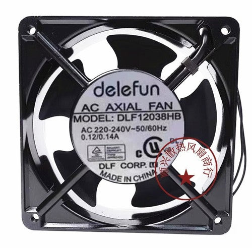 1 PCS delefun Fan DLF12038HB 220V 12038 12CM 2 Wire chassis/cabinet/welder fan