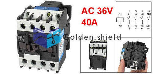CJX2-2510 3Phase 3P NO AC Contactor DIN Rail Mount 36V Coil 660V 40A