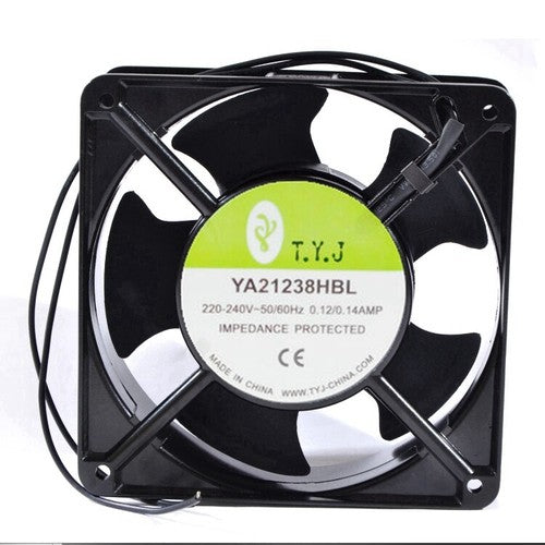1 PCS T.Y.J Fan YA21238HBL AC 220-240V 12038 12CM 2 Wire Aluminum frame fan