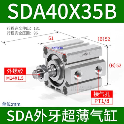 1pcs   Cylinder 5~50mm Stroke SDA40X5B/10B/15B/20B/25B/30B/35B/40B/45B/50B