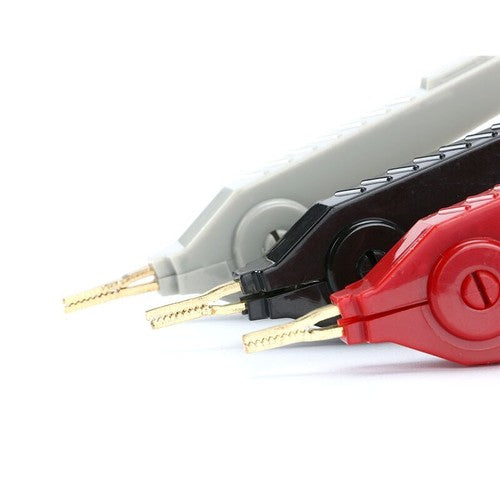 3PCS/sets Alligator Clip 90mm Kelvin Copper Gold Plate Clip Grey+Black+Red